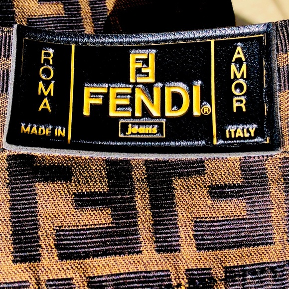 Fendi Vintage Black Brown Monogram FF Logo Zucca print HighWaist Jeans Trousers - Picture 12 of 16